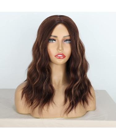 Buy Porsmeer Brown Blonde Curly Bob Synthetic Wig for Women | Natural Afro Middle Part Wig for Parties & Costumes - Buy Online on GoSupps.com