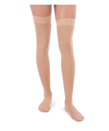 Jomi Compression Thigh High Collection, 20-30mmHg Premiere Closed Toe Made in USA 240 (Large, Beige) Beige Large (1 Pair)