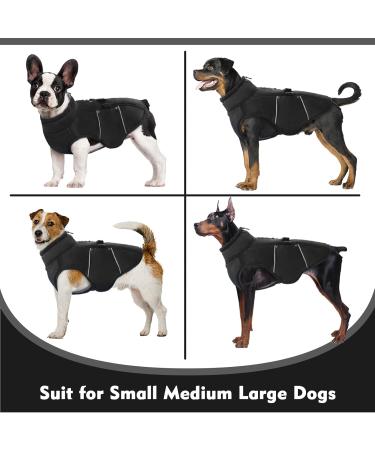 Kuoser Winter Dog Coat | Warm Reflective Jacket for Small Dogs | Black & Gray | Ideal for Cold Weather - Buy Online on GoSupps.com