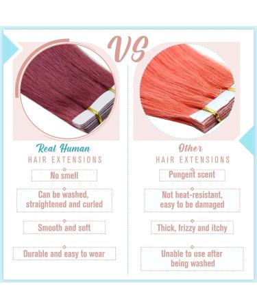 RUNATURE 18 Inch Burgundy Colored Tape in Human Hair Extensions - Dark Red Highlight Real Hair - 25g - Buy Online on GoSupps.com