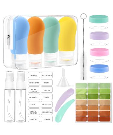 Silicone travel bottles Set 17 pieces of travel bottles to fill travel set cosmetics empty travel bottles set travel size containers.