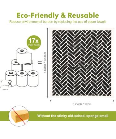 Set of 6 Kitchen Handdraw Doodle Strips Scandi Nordic Geometric Swedish Dishcloths Cleaning Cloths Strong Absorbent Quick Drying Dish Towels Reusable Cloths for Counter Wipes  - Buy Online on GoSupps.com