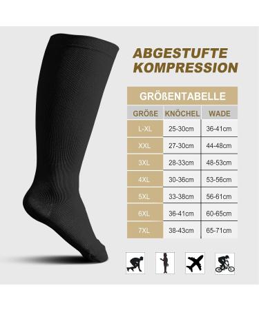 ZfSock Compression Stockings for Thick Calves | Men's & Women's 20-30mmHg Medical Support Socks | Oversize Travel Socks - 3XL Black - Buy Online on GoSupps.com