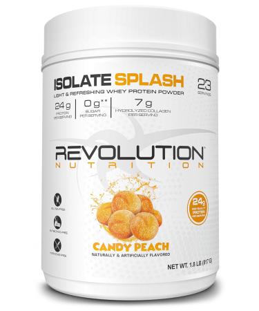 Isolate Splash Clear Whey Protein Powder Juice-Type Protein Candy Flavour Collagen 24g of Protein Per Scoop Zero Sugar 817g 23 Servings (Candy Peach 1.8 Pound) Candy Peach 1.8 Pound