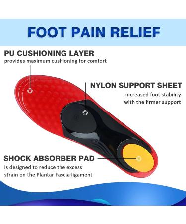 Orthotic Flat Feet Arch Support Insoles - Metatarsal Inserts for Plantar Fasciitis & Foot Pain Relief - Red, Size S Men (6-7.5) / Women (8-9.5) - Buy Online on GoSupps.com