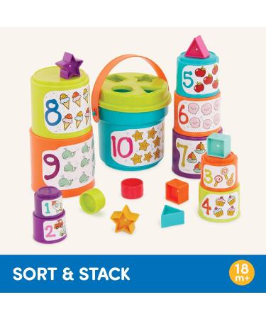 Batta Stacking Cups - Sorting & Learning Toy for Kids 18+ Months | 19-Piece Shape & Number Tower by StapeliMer - Buy Online on GoSupps.com