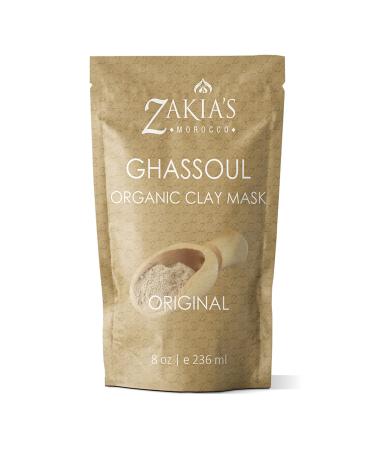 Moroccan Ghassoul Clay Mask - Organic Natural Facial Mask and Skin Care Treatment - Anti-aging Mud Mask Heals Dry & Oily Skin Acne Eczema & Psoriasis - 8 Oz Unscented