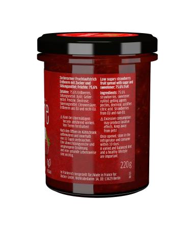 Xucker Strawberry Fruit Spread with Xylitol | Vegan & Low Sugar | 74% Fruit Content | 220g - Buy Internationally - Buy Online on GoSupps.com