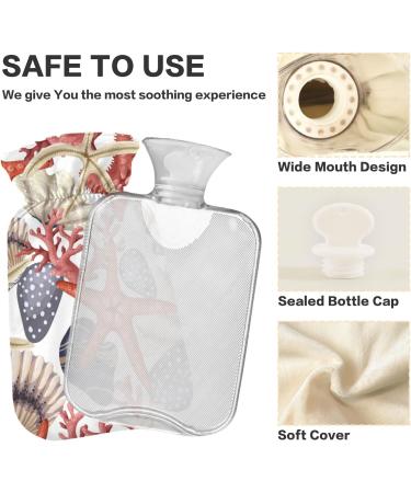 Naanle Korallen-Seestern-Mussel Hot Water Bottle - 1L Transparent Heat Bottle for Bed Hand & Foot Pain Relief | Heat & Cold Therapy - Buy Online on GoSupps.com