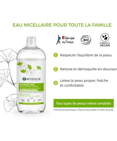  Centifolia CENTIFOLIA | Micellar Water | Cleansing & Makeup Remover | Waterproof Makeup Remover | Clean & Comfortable Skin | Even Sensitive Skin | 99% Natural | Made in France | Pack of 2 x 500 ml - Buy Online on GoSupps.com