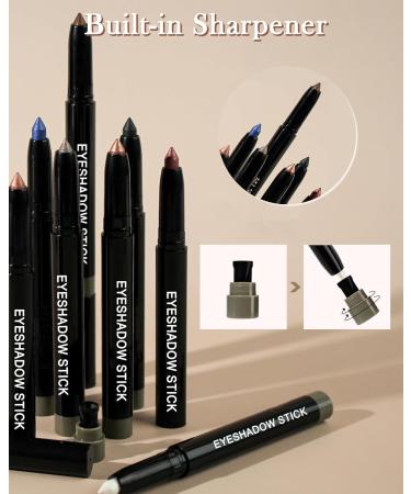 Glitter Cream Eyeshadow Stick Waterproof High Pigmented Shimmer Eyeliner Pencil Eye Shadow Pen Smudge-Proof & Long Lasting Crayon Eyeshadow Built-in Sharpener Eye Brightener Makeup Gift for Women-01# - Buy Online on GoSupps.com