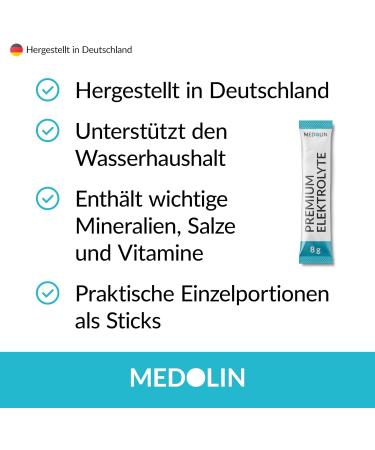 Medolin Electrolyte Powder - Premium Vegan & Gluten-Free 20 Sticks | Improve Water Balance & Enjoy Delicious Orange Flavor - Buy Online on GoSupps.com