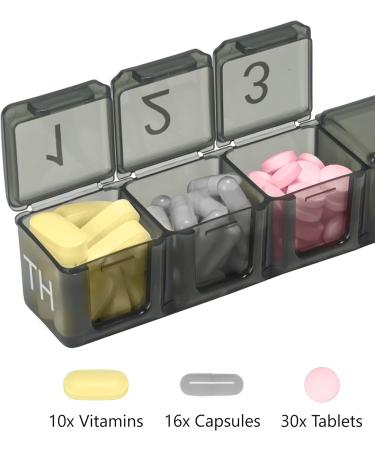 e-Pill 5x Daily 7-Day Large Pill Organizer | Vitamin & Medicine Box with Discreet Black Case - International Shipping Available - Buy Online on GoSupps.com