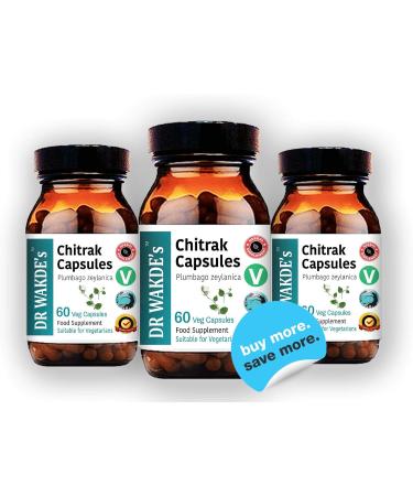 DR WAKDE'S Chitrak Capsules (Plumbago zeylanica 60 Veg Caps Plant-Based Supplement Ayurvedic Herb All Natural Vegan) - Buy Online on GoSupps.com