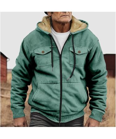 Hanxiulin Men's Fleece Jacket - Warm Plush Hooded Outdoor Coat | Cuddly & Stylish Mint Green 4XL Hiking Jacket - Buy Online on GoSupps.com