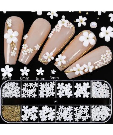 3D Flower Nail Art Charms - 250pcs White Rhinestones Kit for Manicures - Nail Accessories for Women and Girls - Buy Online on GoSupps.com
