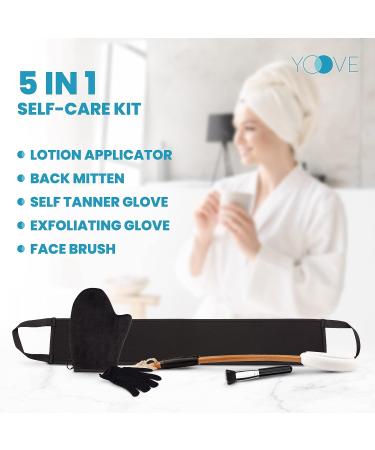 Yoove Self Tanning Mitt Applicator Bundle 5 Piece - Ultimate Self Tan Kit with Back Lotion Applicator, Self Tanner Mitt, Tanning Glove, Exfoliating Brush, and Back Rub Mitten - Self Care Bundle for Flawless Tanning (Tanning Kit) - Buy Online on GoSupps.com