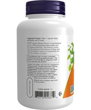 NOW Ginkgo Biloba 120 mg Double Strength Non-GMO 200 Veg Capsules - Buy Online on GoSupps.com