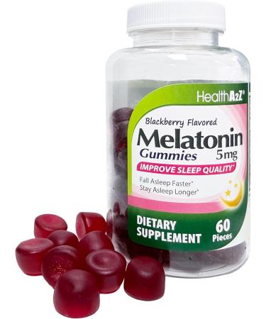 HealthA2Z Melatonin Gummies| 60 Counts | 5mg | Natural Sleep Aid for Deep & Restful Sleep | BlackBerry Flavor | Sleep Aid Gummies - Buy Online on GoSupps.com