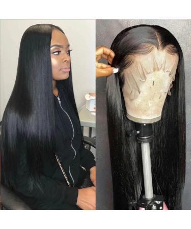 ISEE Hair 10A Brazilian Virgin 180% Density Transparent Lace Front Wigs Human Hair Straight Glueless Wig with Natural Hairline for Black Women (20inches  Lace Front Wig) 20 Inch (Pack of 1) Natural Color