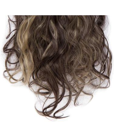 8Pcs Clip in Hair Extensions 24inch Curly Wavy Brown Synthetic Hairpiece - Dark Brown & Golden Brown - Buy Online on GoSupps.com