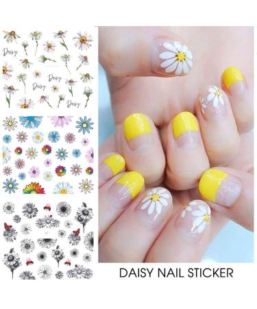 Daisy Nail Art Stickers Decals - 12 Sheets Water Transfer Slider for Women & Girls - Spring Summer Floral Decorations - Buy Online on GoSupps.com