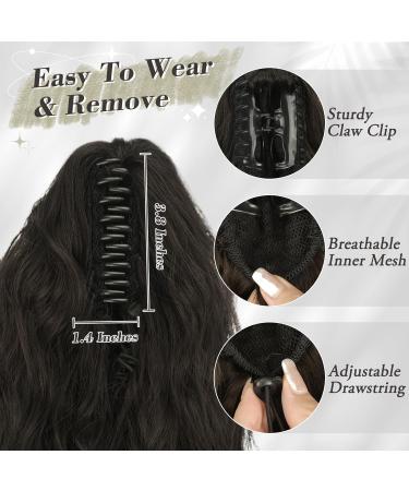 Buy BARSDAR 30cm Dark Brown Clip-In Hair Extensions - Short Curly Wavy Synthetic Ponytail for Women - Buy Online on GoSupps.com