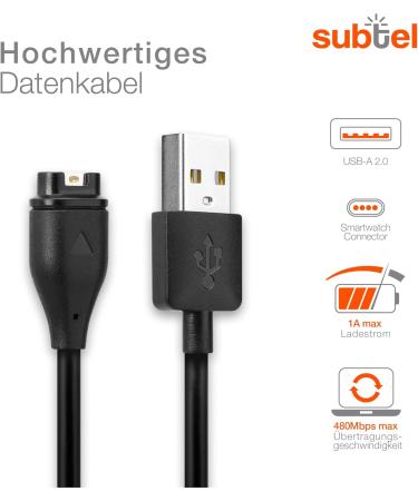 Buy Subtel 1m Replacement USB Cable for Garmin Fenix 7 6 6 Pro Vivoactive 4 & 3 | Colorful 10x Dust Protection Caps | USB A 2.0 Charging Data Cable - International Shipping Available - Buy Online on GoSupps.com