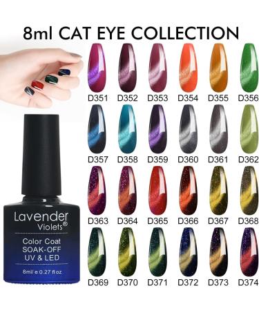 Lavender Violets 8ml Gel Nail Polish UV LED Soak Off Nail Lamp Curing Manicure Pedicure Classical Coloured Bottle Cat Eye Effect D369 Cat Eye-369 - Buy Online on GoSupps.com