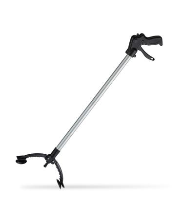 Relaxdays 2 x grabber garbage grabber arm extension gripping aid for seniors aluminum plastic 88cm black/silver