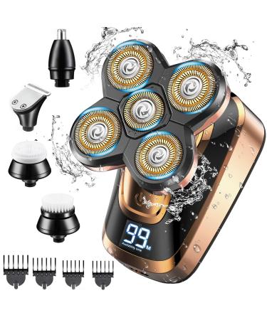Head Shavers for Bald Men CHLANT Bald Head Shavers for Men Cordless Rechargeable Electric Shavers Wet&Dry Waterproof 5 in 1 Rotary Shaver Electric Razor Grooming Kits with Hair Clippers Beard Trimmer
