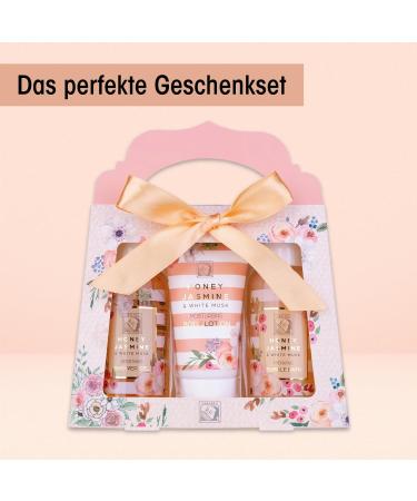 Accentra Honey Jasmine Shower Set for Women - 3-Part Gift Set with Shower Gel Body Lotion & Bubble Bath - Perfect Wellness Gift for Valentine's Day & Mother's Day - Buy Online on GoSupps.com