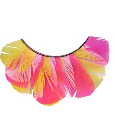Eulenspiegel 000456 - Eyelashes with yellow and pink feathers 1 ml special eyelash glue instructions Yellow 1 piece (1 pack)