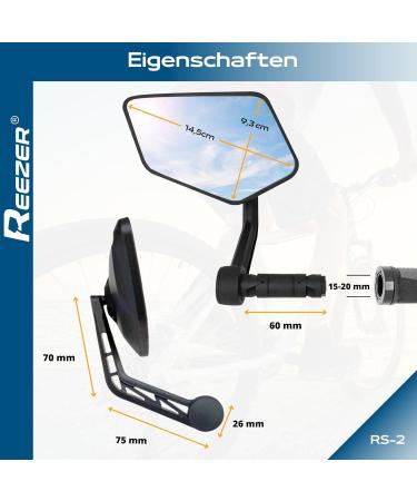 Reezer Left Bicycle Mirror - Extra Large 360 Adjustable Rear View Mirror for E-Bikes & E-Scooters - Compatible with All Models | Best E-Bike Accessories - Buy Online on GoSupps.com