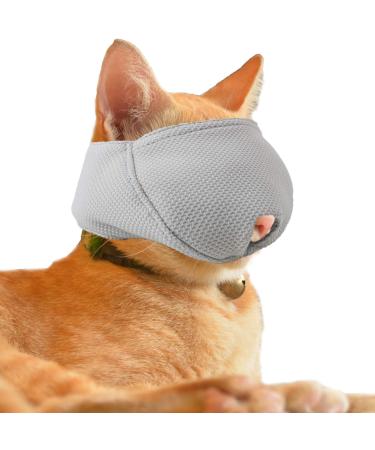 OHCOZZY Cat Muzzle with Breathable Mesh Muzzle for Cats Prevent Biting Chewing Cat Care (Size S Gray) S Gray
