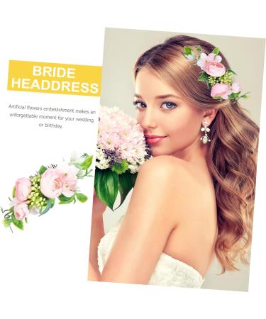 Angoily 1pc Hair Comb Tiara Hair Pin Hair Clip Bridesmaid Hair Accessories Floral Bridal Headpiece Hair Accessories for Photo Shoot Bride Wedding Headdress Bride Headdress Pink - Buy Online on GoSupps.com