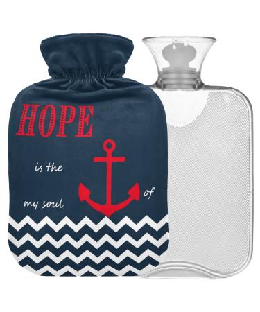 Naanle chevron anchor hot water bottle with reference transparent hot water bottle 1l heat bottle for bed hand feet warmer pain relief heat and cold therapy