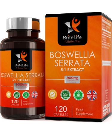 BL Boswellia Serrata Capsules | 120 High Strength Boswellia Extract 5:1 Capsules - 2000mg Boswellia Per Serving | Non-GMO Gluten & Allergen Free | Manufactured in The UK