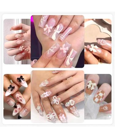 3D Nail Art Gem Kit - Acrylic Butterfly White Flowers Bear Star AB Crystals Cute Nail Charms 3Box Jewelry & Crafting Accessories with Tweezer - Buy Online on GoSupps.com