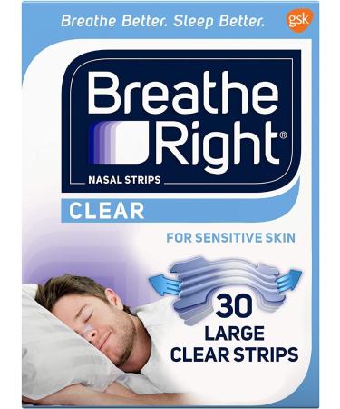 Breathe Right Nasal Strips Clear for Sensitive Skin Large - 30 Strips x 2 Pack - Buy Online on GoSupps.com