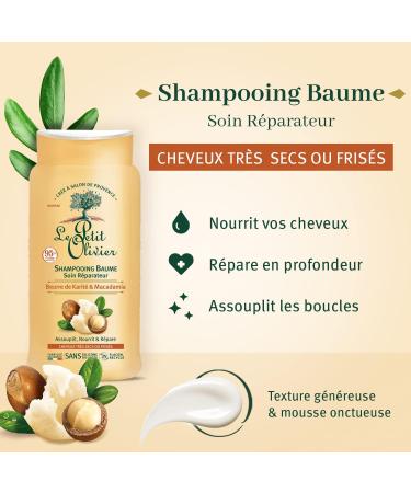 LE PETIT OLIVIER - Repairing Care Shampoo Balm - Shea & Macadamia - Nourishes & Repairs - Very Dry or Frizzy Hair - Silicone & Sulfate Free - Made in France - 250 ml - Buy Online on GoSupps.com