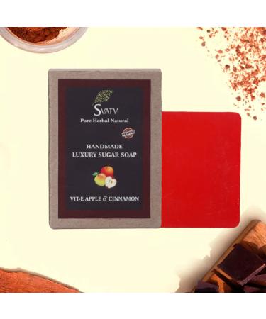 SVATV Handcrafted Soap with natural soothing herbs of VITAMIN-e APPLE & CINNAMON For Men and Women - | Kosher & GMP Certified Soap | Traditional Ayurvedic Herbal Soap for all skin type - 125g Vetiver 4.4 Ounce (Pack of 1)