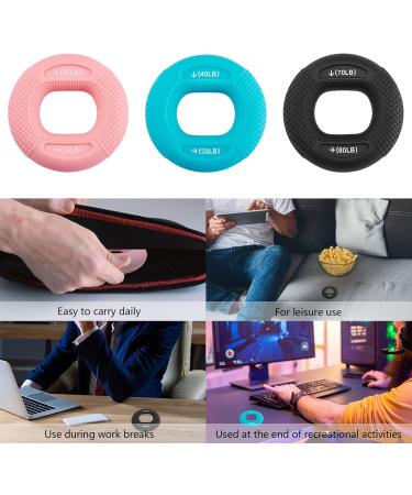 Buy Three-Piece Silicone Ring Grip Strengthener - Forearm & Finger Trainer for Fitness & Sports Training | Improve Grip Strength - Buy Online on GoSupps.com