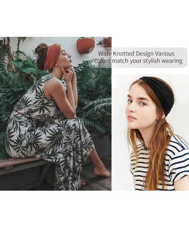4-Pack Women's Elastic Hair Bands - Boho Knot Head Wraps for Yoga & Running - Single Color - Buy Online on GoSupps.com