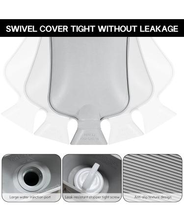 Jsdoin 2L Hot Water Bottle with Luxury Faux Fur Cover - Leakproof Hot Water Bag for Pain Relief - Dark Grey - Buy Online on GoSupps.com