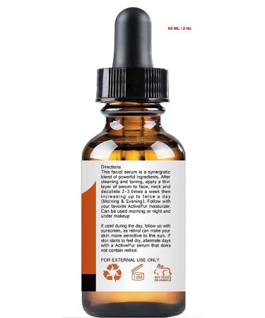 ActivePur 25% Vitamin C Serum for Face with Hyaluronic Acid, Retinol, Niacinamide, and Collagen - 2 Oz/60 ml | Anti-Aging, Wrinkle Reduction, Age Spot Treatment | Moisturizing Facial Serum - Buy Online on GoSupps.com