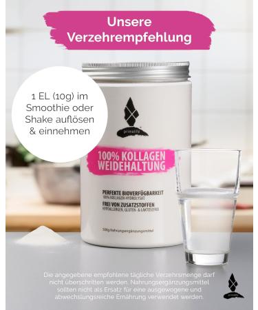 Primalife Collagen Powder 500g - 100% Pure Protein with Collagen Peptides Types 1 2 & 3 - High Protein from Grass-Fed Sources - Buy Online on GoSupps.com