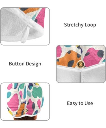 Colorful Leopards Hair Towel 2 Pack | Super Absorbent Quick Drying Hair Turbans for Women & Girls - Buy Online on GoSupps.com