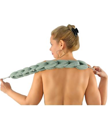 HOME-X Green Long Stretch Braided Bath Sponge Exfoliating Loofah Set - 2 Pcs-11 - Buy Online on GoSupps.com