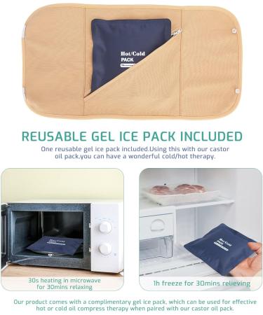 Jiuqing Reusable Castor Oil Pack Waist Wraps with Ice Cream & Laundry Bags - Soft Adjustable for Liver & Stomach Health - Buy Online on GoSupps.com